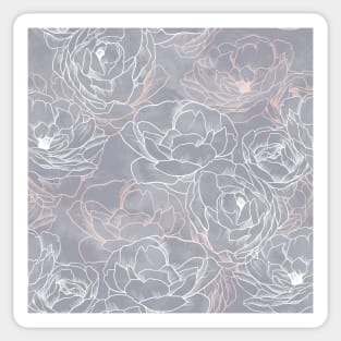 Carnation Outline Pattern in Neutral Blue Sticker